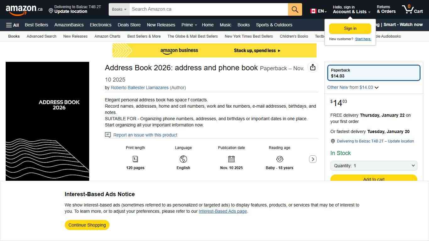 Address Book 2026: address and phone book: Ballester Llamazares, Roberto: Books - Amazon.ca