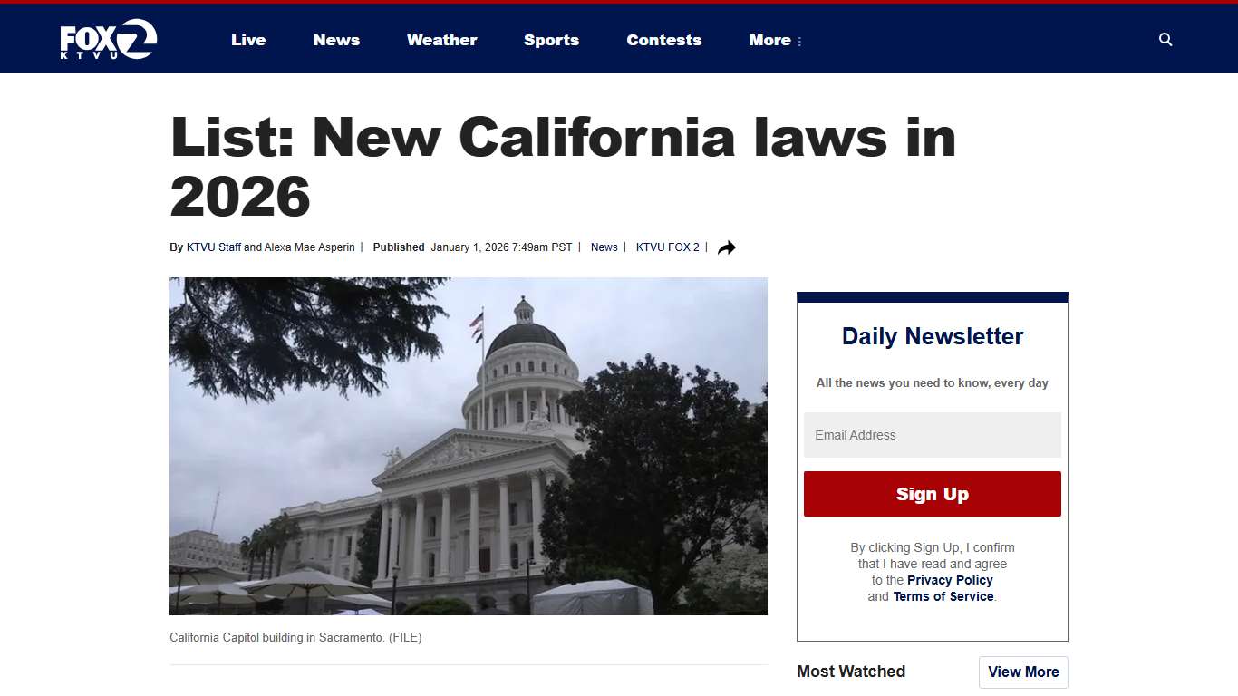 List: New California laws in 2026 | KTVU FOX 2